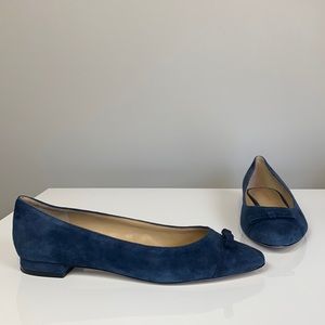 NIB Talbots Navy Blue Suede Bow Tie Flats